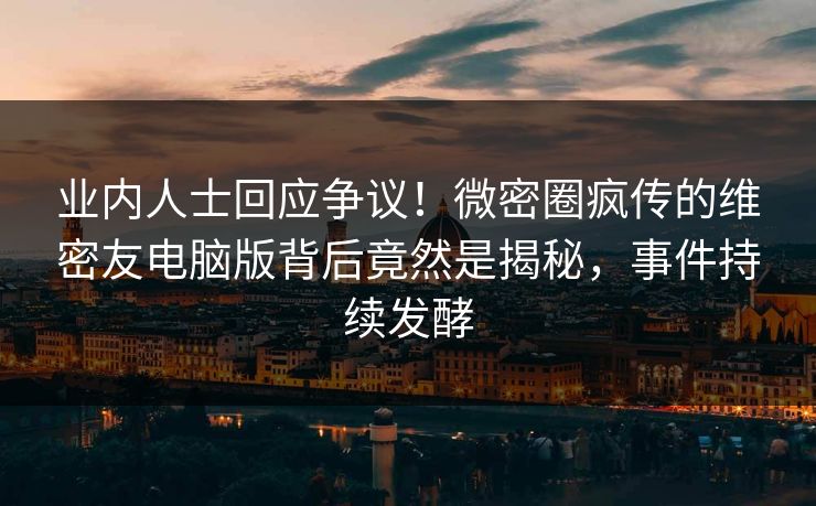 业内人士回应争议！微密圈疯传的维密友电脑版背后竟然是揭秘，事件持续发酵