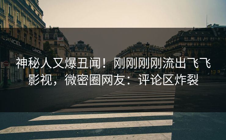 神秘人又爆丑闻！刚刚刚刚流出飞飞影视，微密圈网友：评论区炸裂
