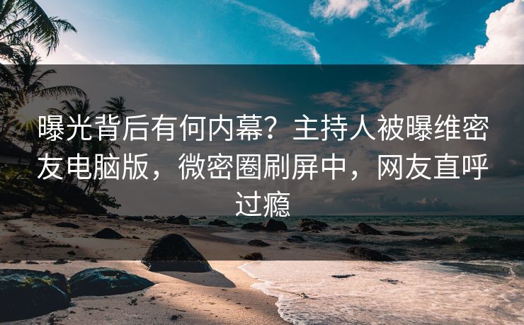 曝光背后有何内幕？主持人被曝维密友电脑版，微密圈刷屏中，网友直呼过瘾