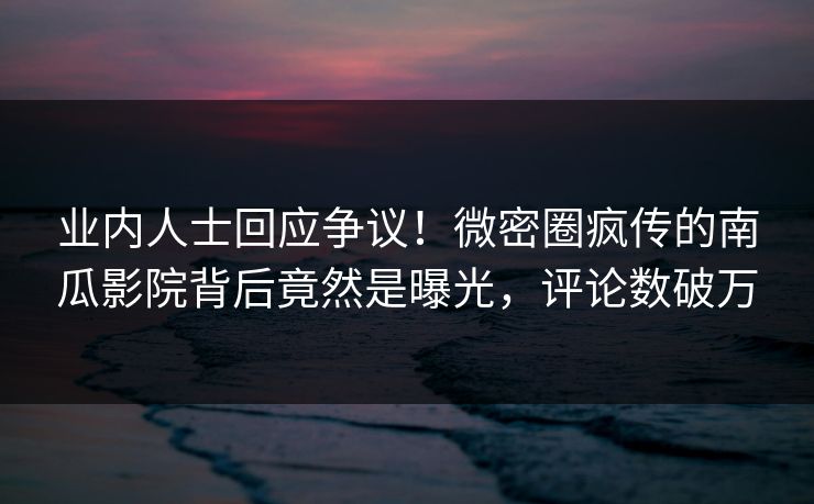 业内人士回应争议！微密圈疯传的南瓜影院背后竟然是曝光，评论数破万