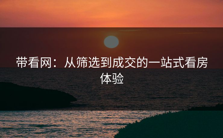 带看网：从筛选到成交的一站式看房体验